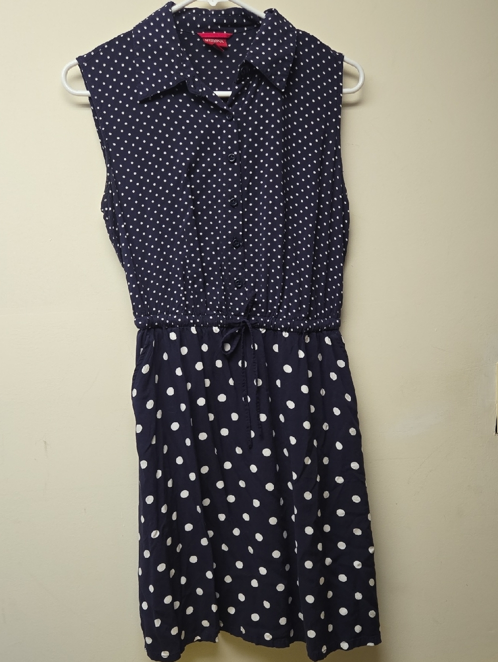 Size Small Ladies Merona Navy Polka Dot Dress With Pockets